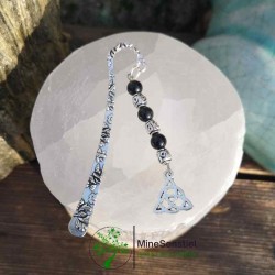 Marque-Page en Obsidienne Œil Céleste avec Triquetra en Breloque