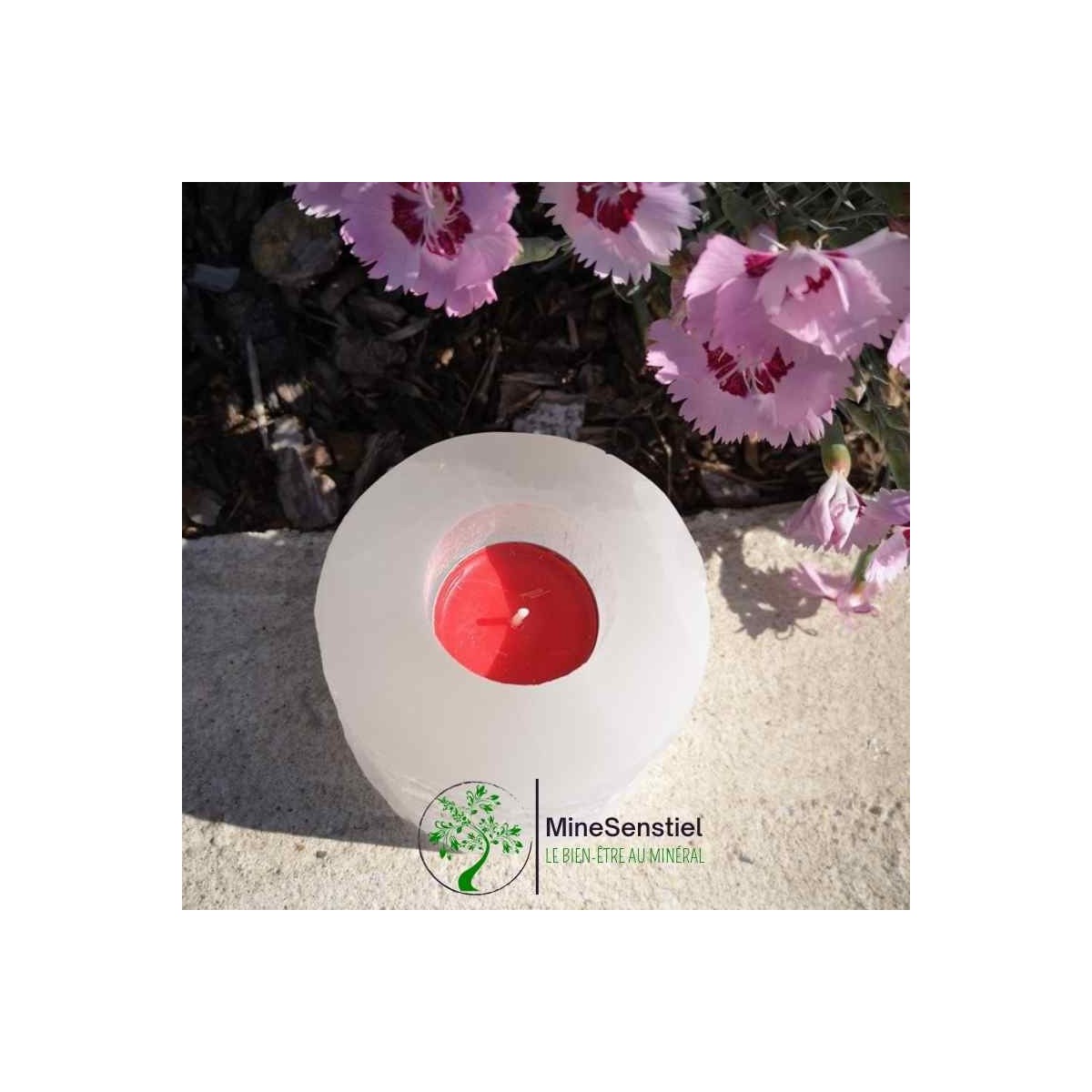 Bougeoir Brut en Sélénite