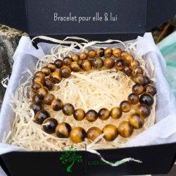 Bracelets duo en Œil de Tigre pour Elle et Lui - Cadeau de protection et confiance en soi