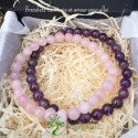2 Bracelets en Améthyste et Quartz Rose pour Elle - Cadeau d'Harmonie et d'Amour