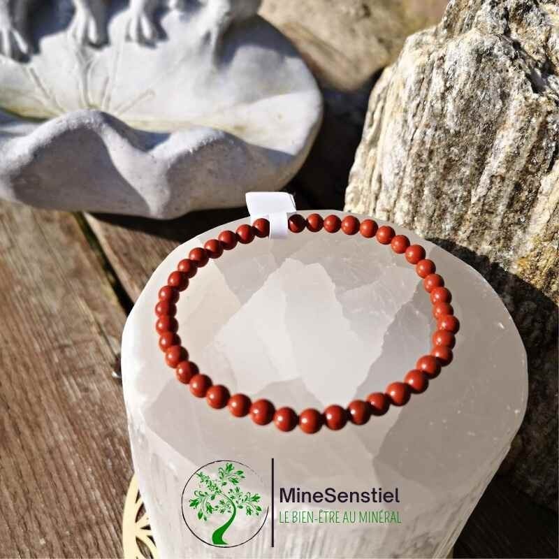 Bracelet jaspe rouge fin