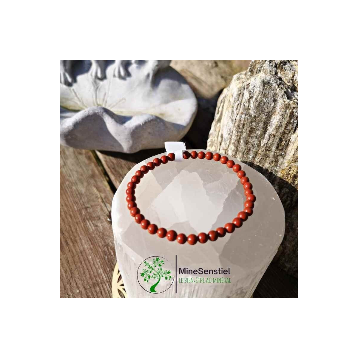 Bracelet jaspe rouge fin