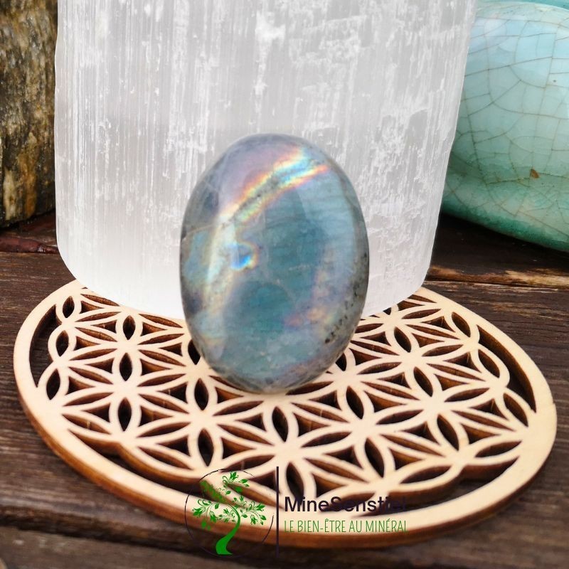 Galet labradorite multicolore