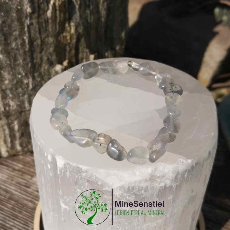 Bracelet labradorite pierre roulée gros