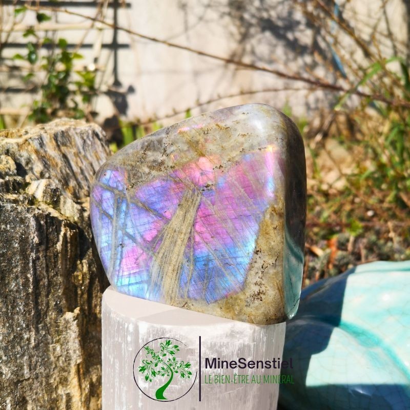 Forme libre labradorite bleue rose