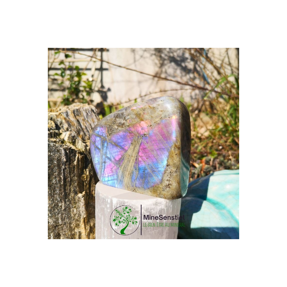 Forme libre labradorite bleue rose