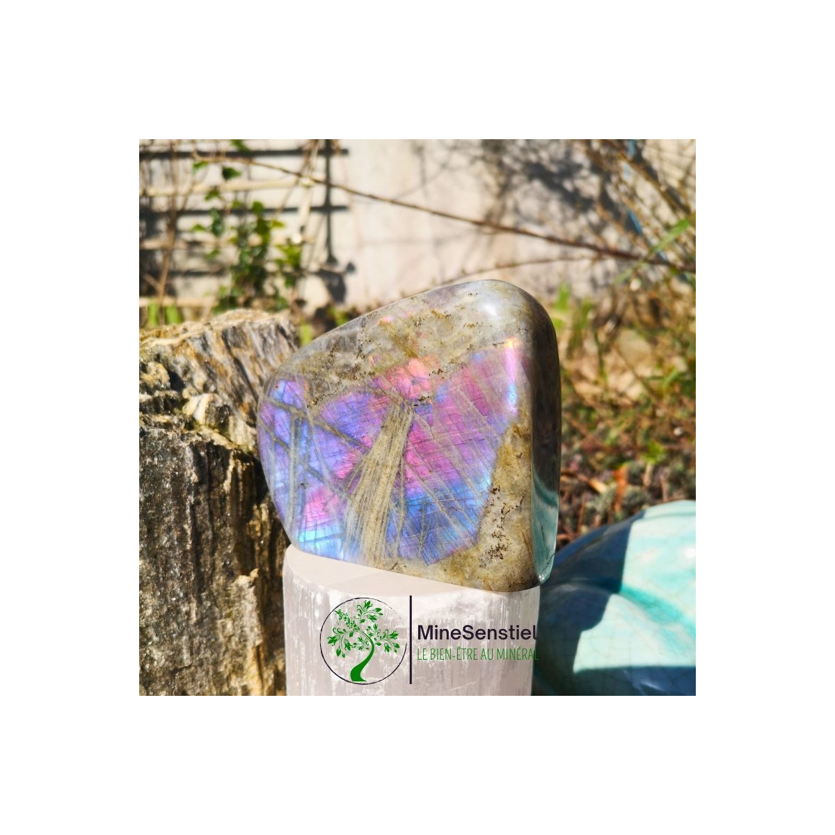 Forme libre labradorite bleue rose