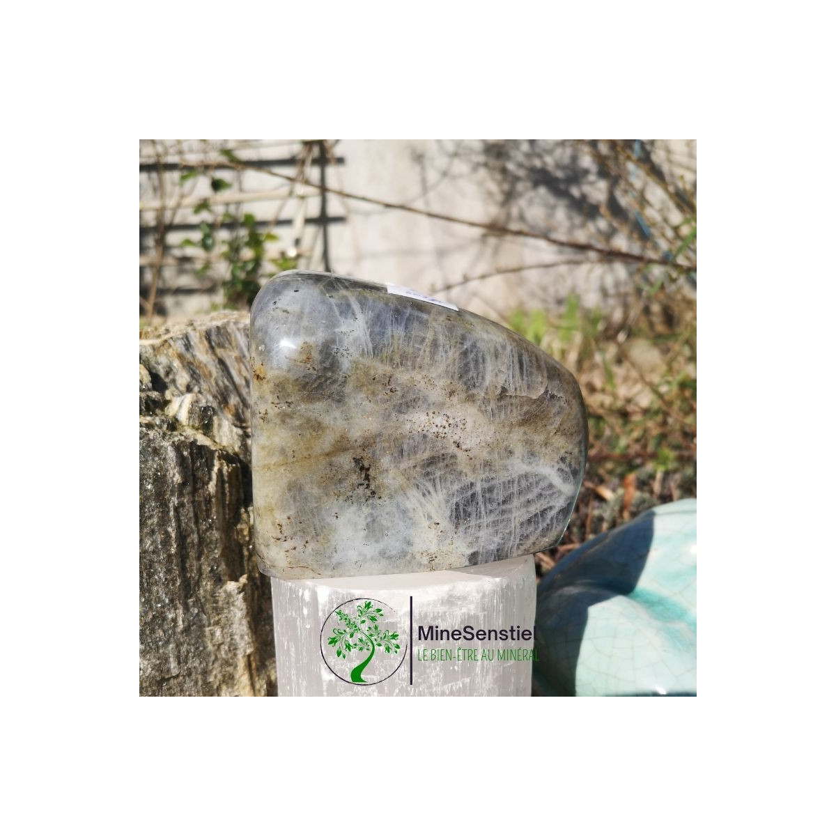 Forme libre labradorite bleue rose