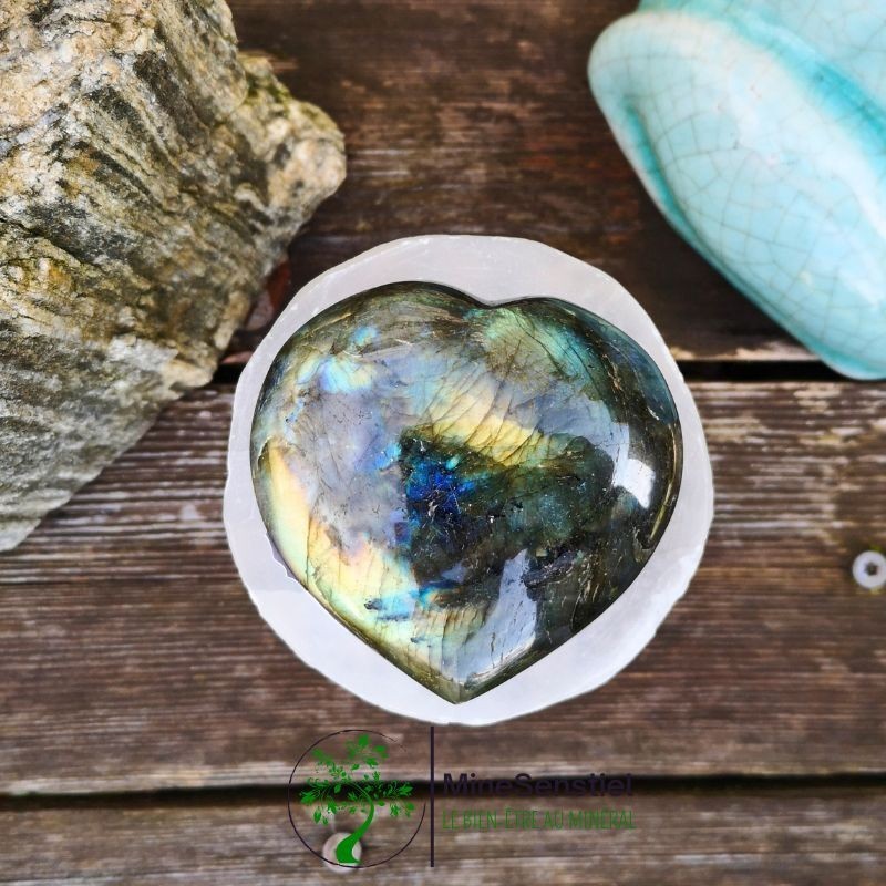 Cœur labradorite doré