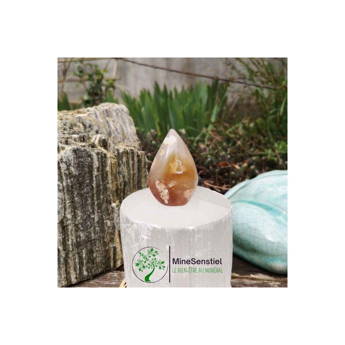 Forme libre agate fleur de cerisier