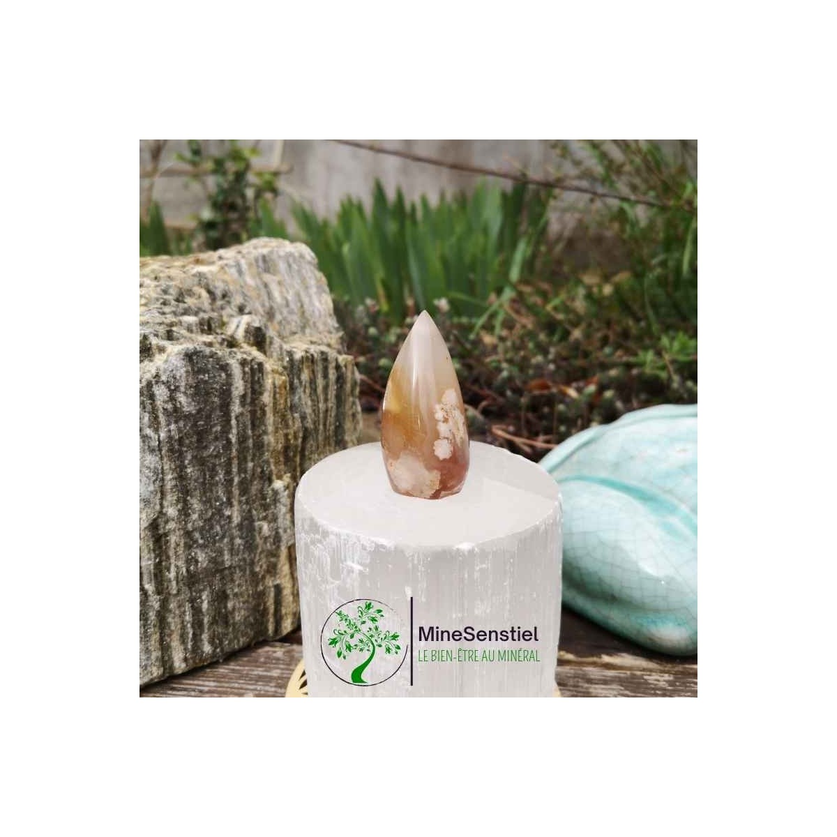 Forme libre agate fleur de cerisier