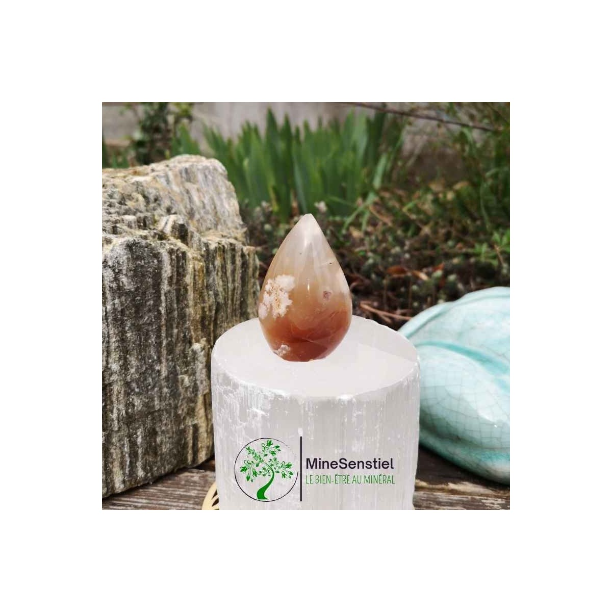 Forme libre agate fleur de cerisier