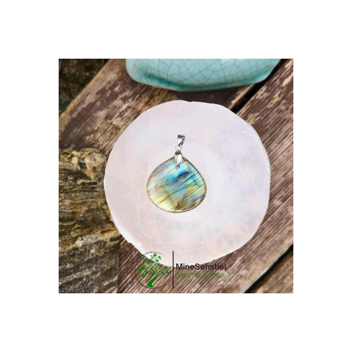 Pendentif labradorite multicolore