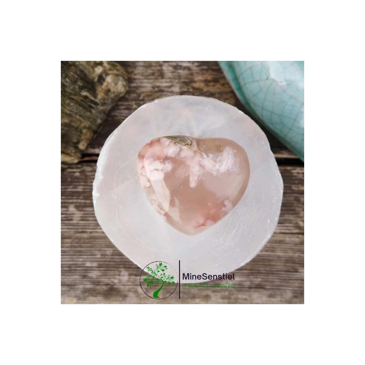 Coeur agate fleur de cerisier