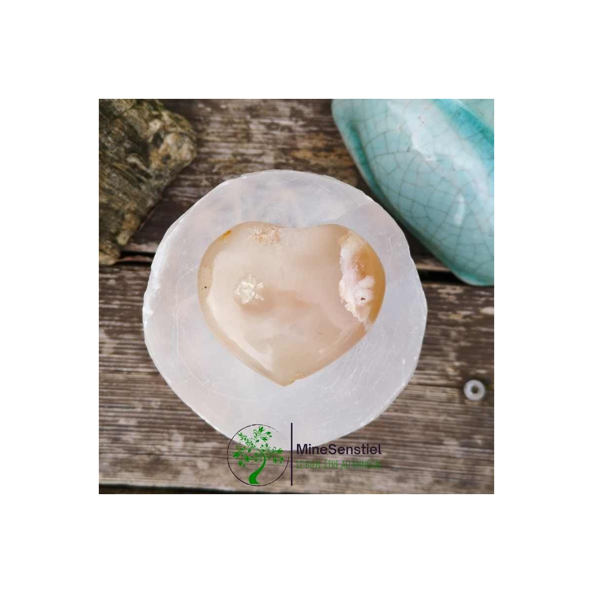 Coeur agate fleur de cerisier