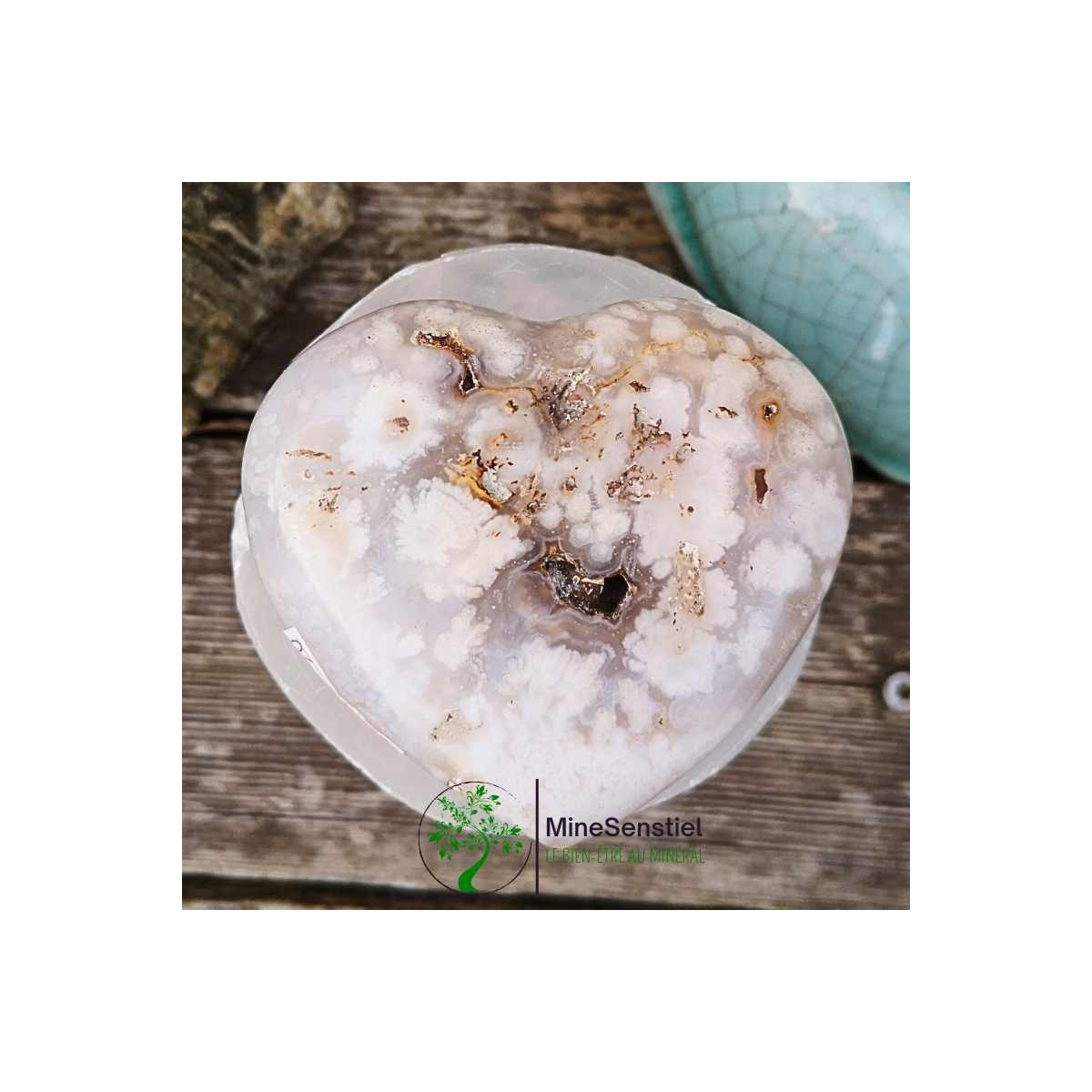 Cœur agate fleur de cerisier