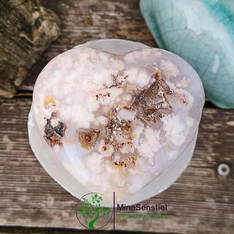 Coeur agate fleur de cerisier