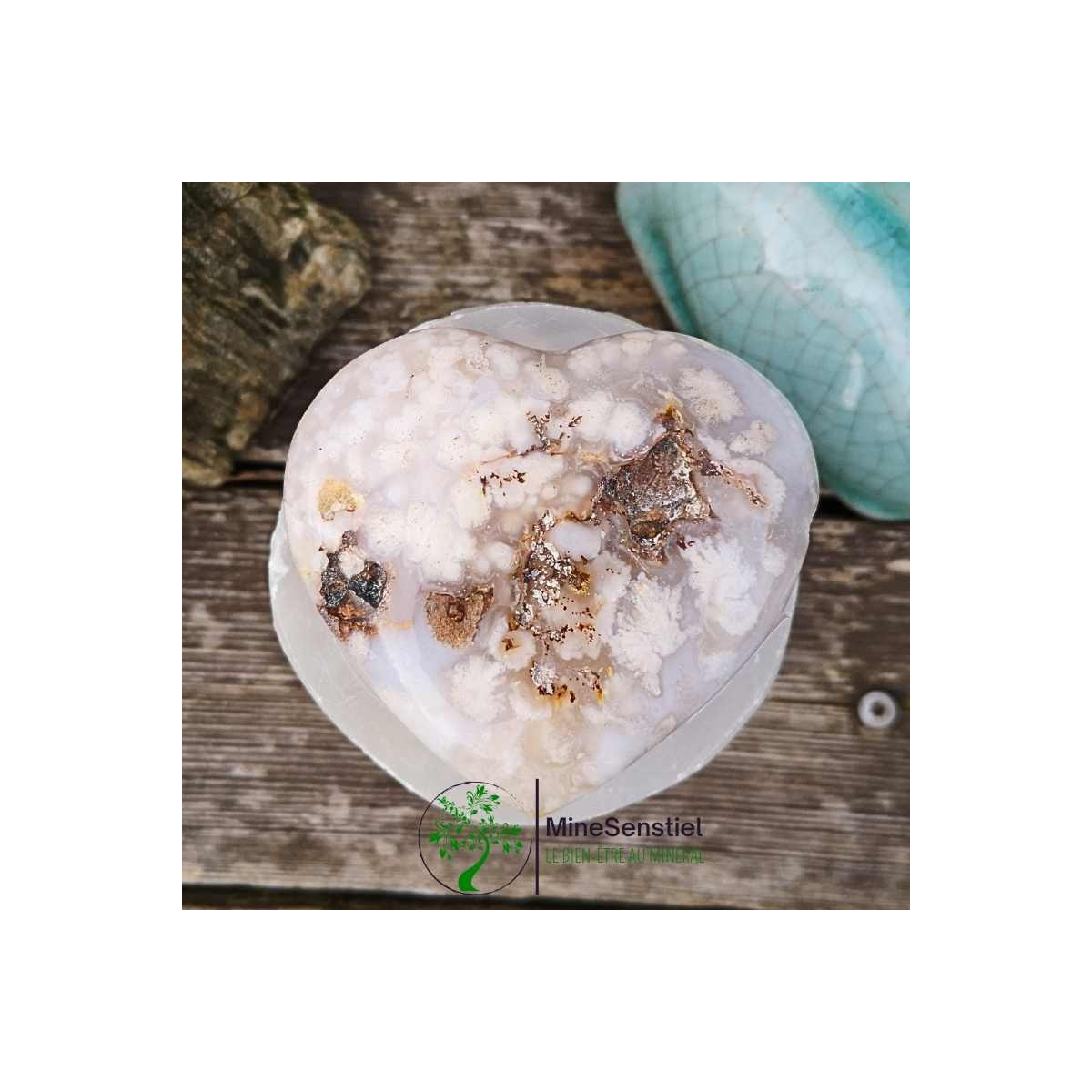 Coeur agate fleur de cerisier