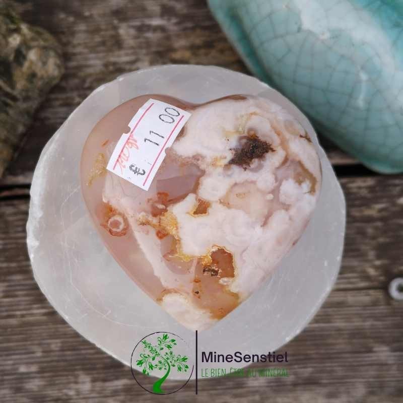 Cœur agate fleur de cerisier