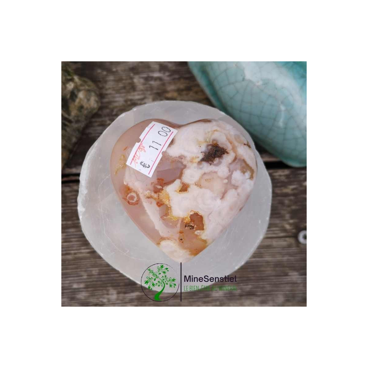 Cœur agate fleur de cerisier