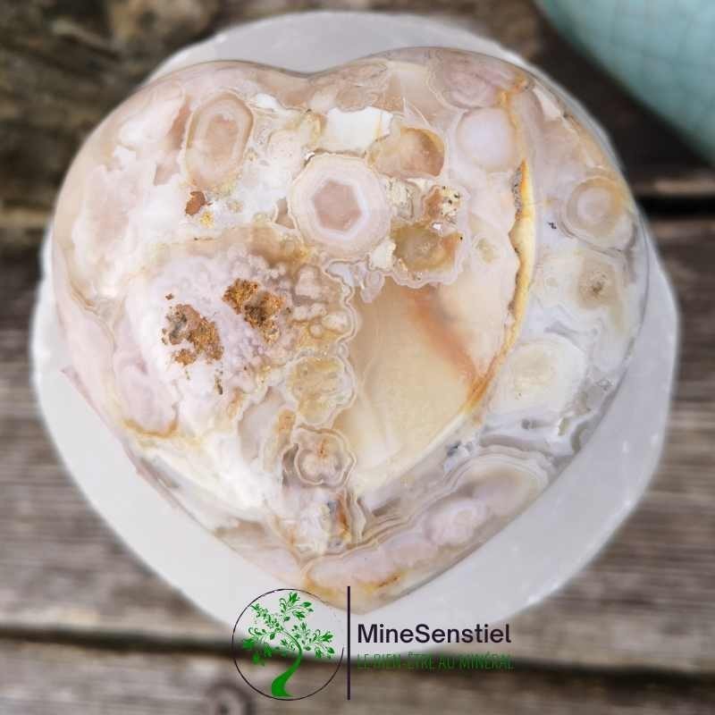 Cœur agate fleur de cerisier