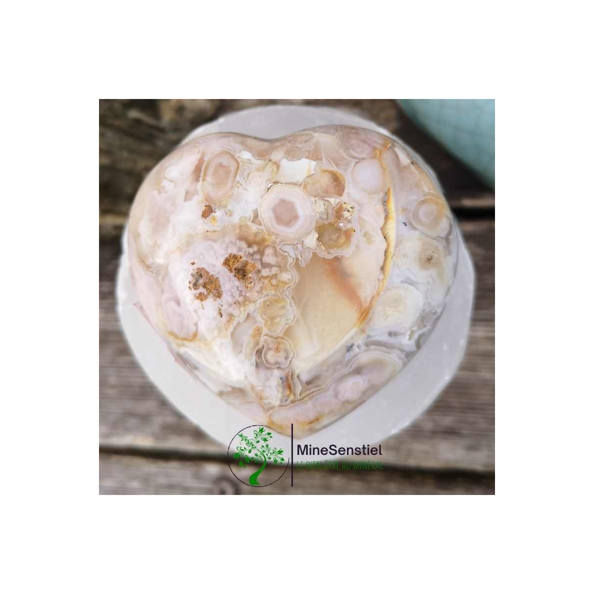 Cœur agate fleur de cerisier