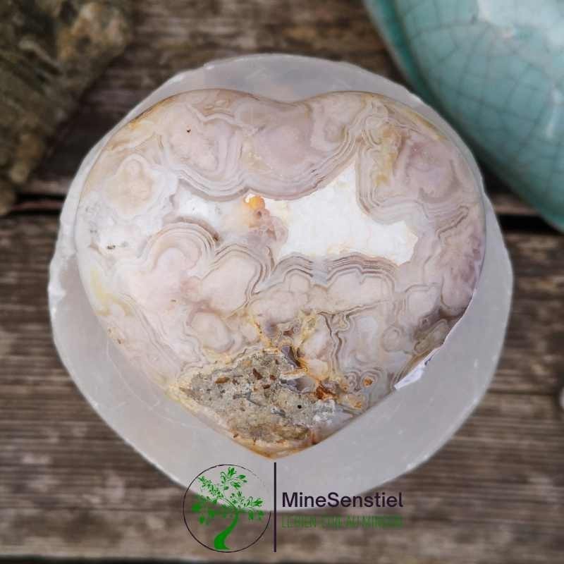 Coeur agate fleur de cerisier