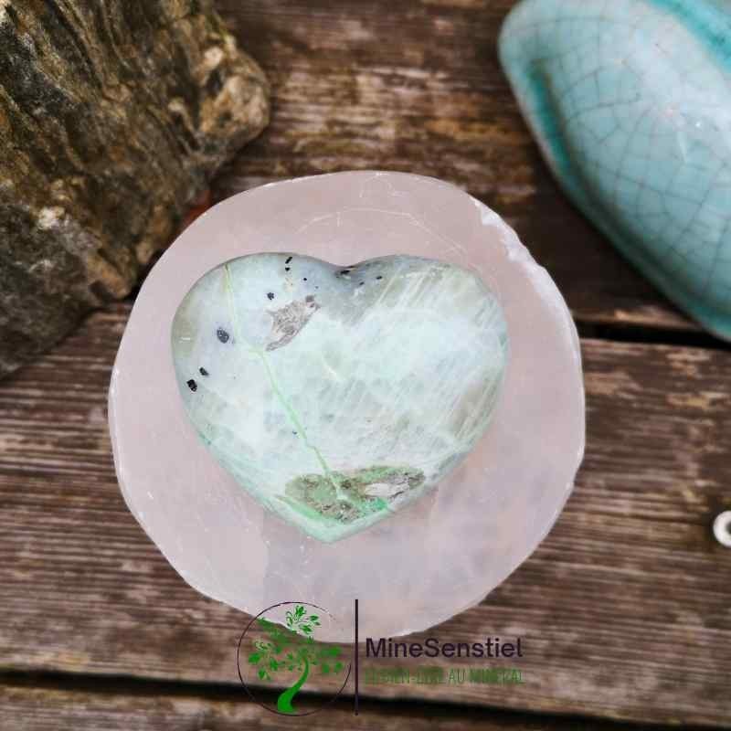 Coeur pierre de lune verte