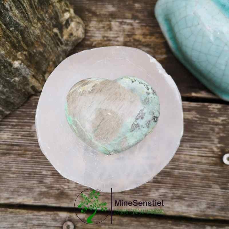 Coeur pierre de lune verte