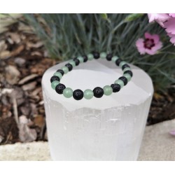 bracelet aventurine verte et lave 6mm