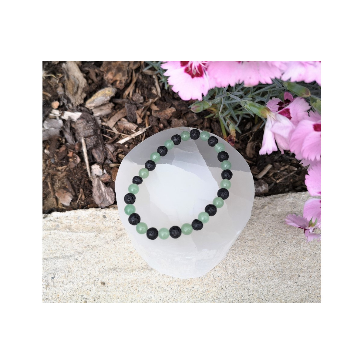 bracelet aventurine verte et lave 6mm