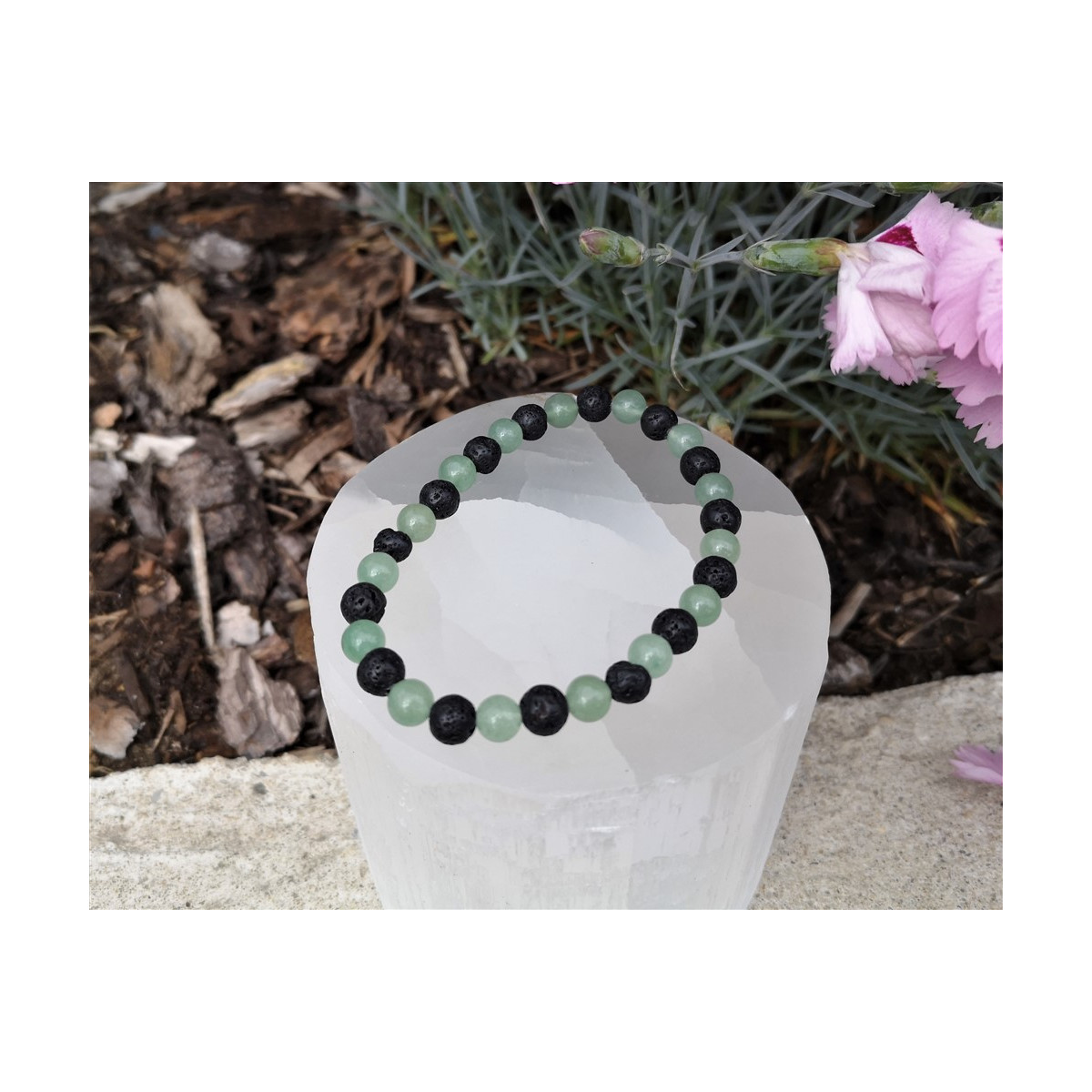 bracelet aventurine verte et lave 6mm