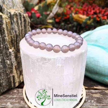 Bracelet agate grise 8mm