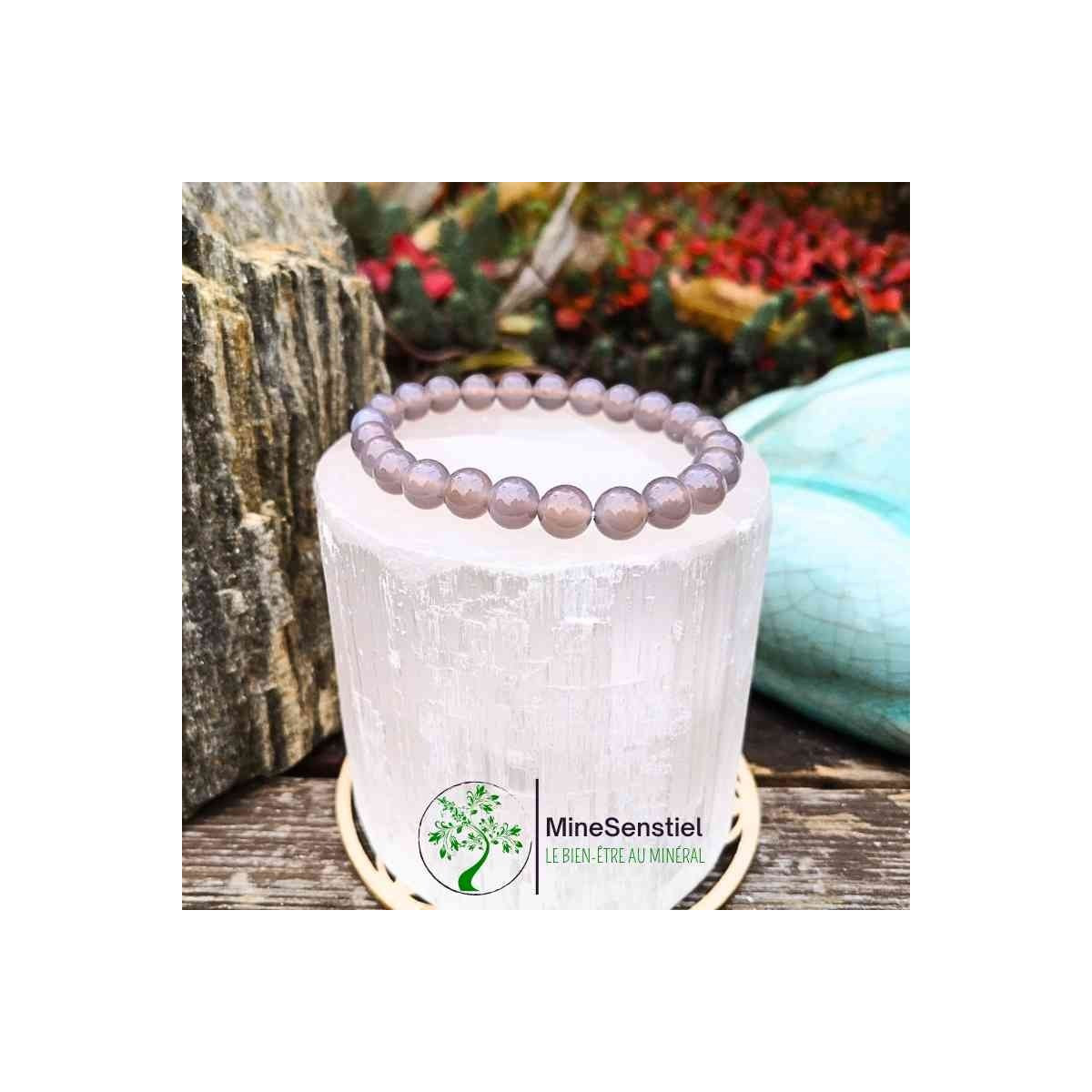 Bracelet agate grise 8mm