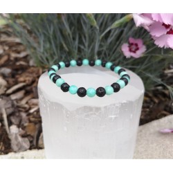 bracelet amazonite et lave 6mm