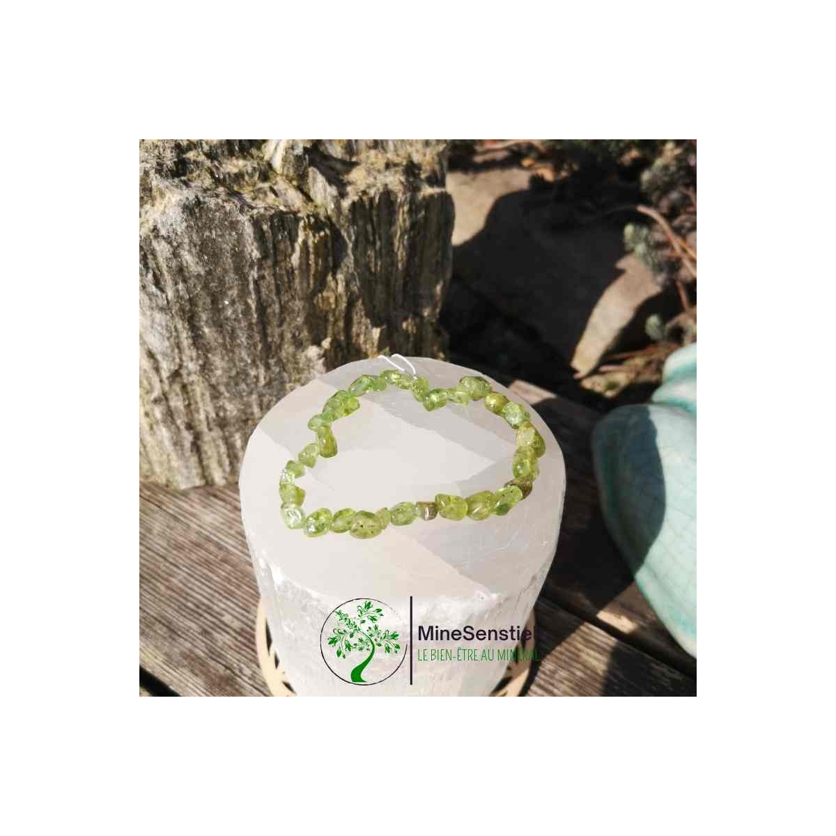 Bracelet péridot pierre roulée