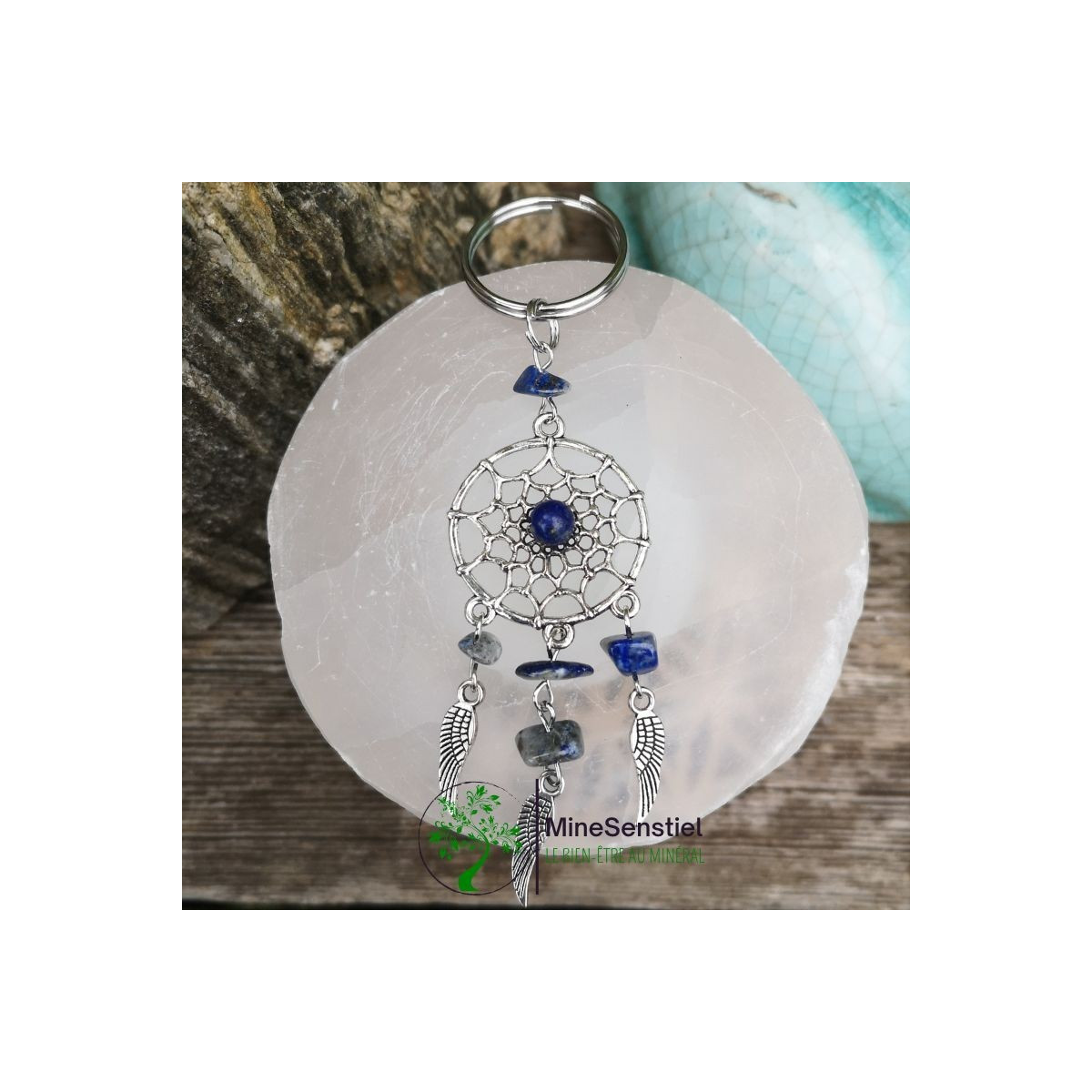 Porte clé attrape-rêves lapis lazuli