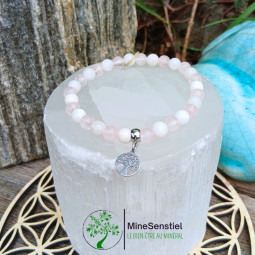 Bracelet Luna Rosa en quartz rose & pierre de lune – Amour & Énergie féminine