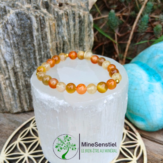 Bracelet confiance en soi – Œil de Tigre, Citrine & Cornaline