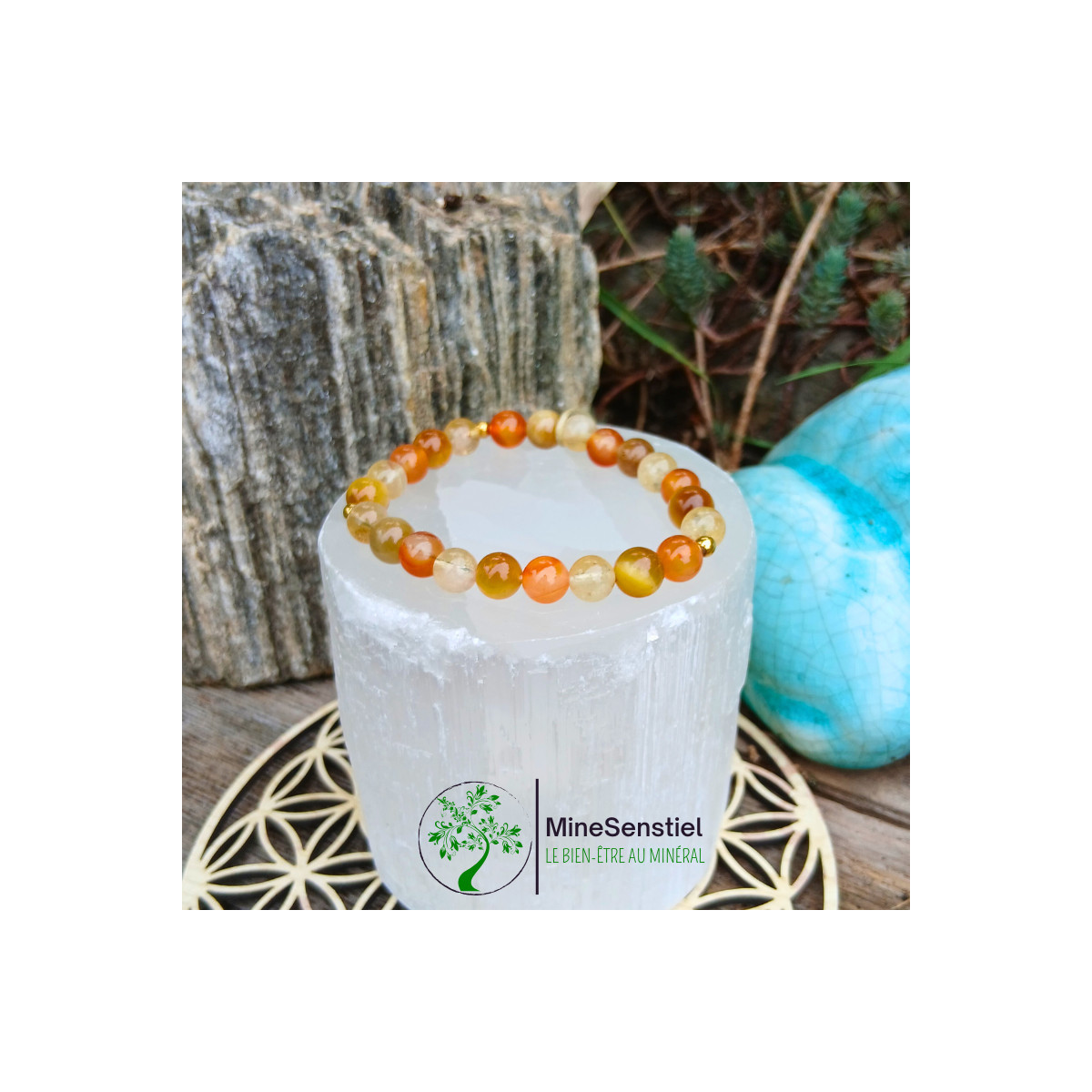 Bracelet confiance en soi – Œil de Tigre, Citrine & Cornaline