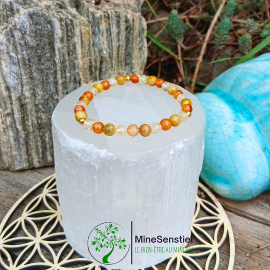Bracelet Œil de Tigre, Citrine & Cornaline