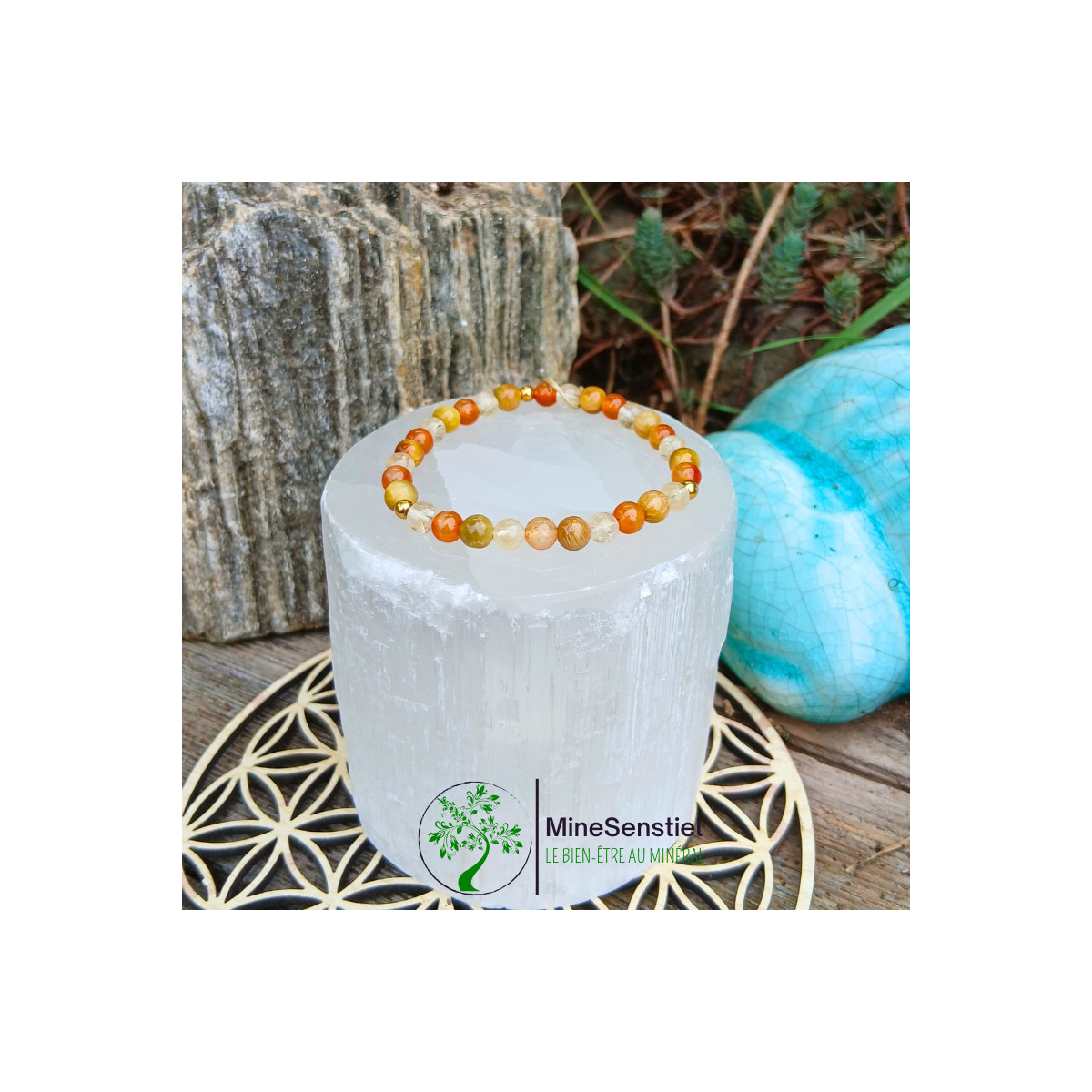 Bracelet Œil de Tigre, Citrine & Cornaline
