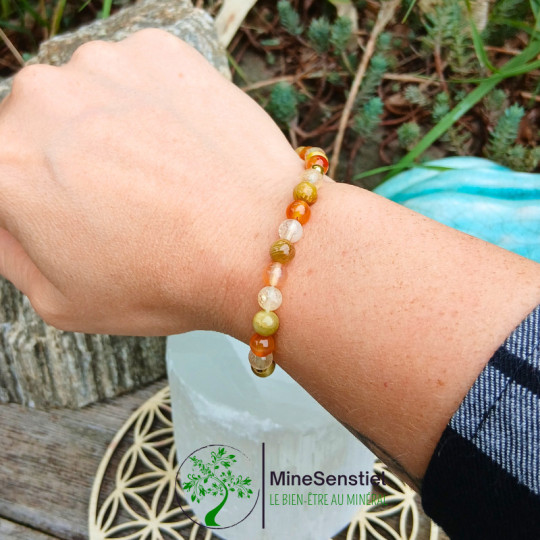 Bracelet Guerrière Solaire – Œil de Tigre, Citrine & Cornaline