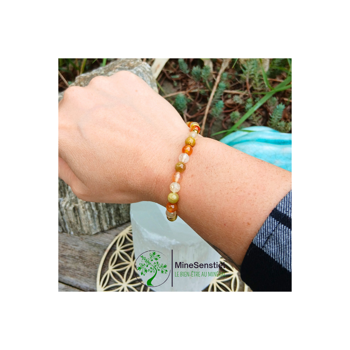 Bracelet Guerrière Solaire – Œil de Tigre, Citrine & Cornaline