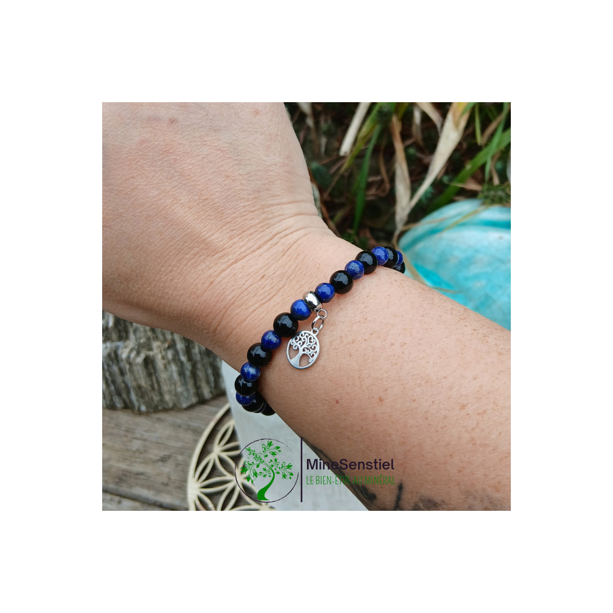 Bracelet Lapis-Lazuli & Obsidienne – Ancrage Céleste