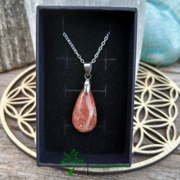 Collier Pierre de Soleil sur Chaîne Inox 50 cm – Joie & Énergie