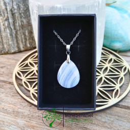 Collier Calcédoine sur Chaîne Inox 50 cm – Sérénité & Communication