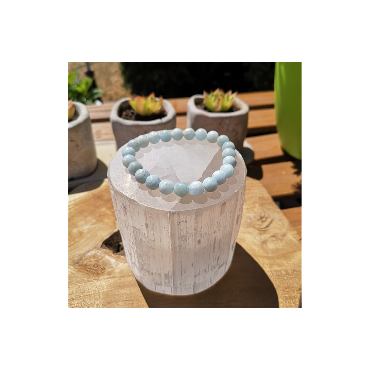 Bracelet aigue marine 7-8mm