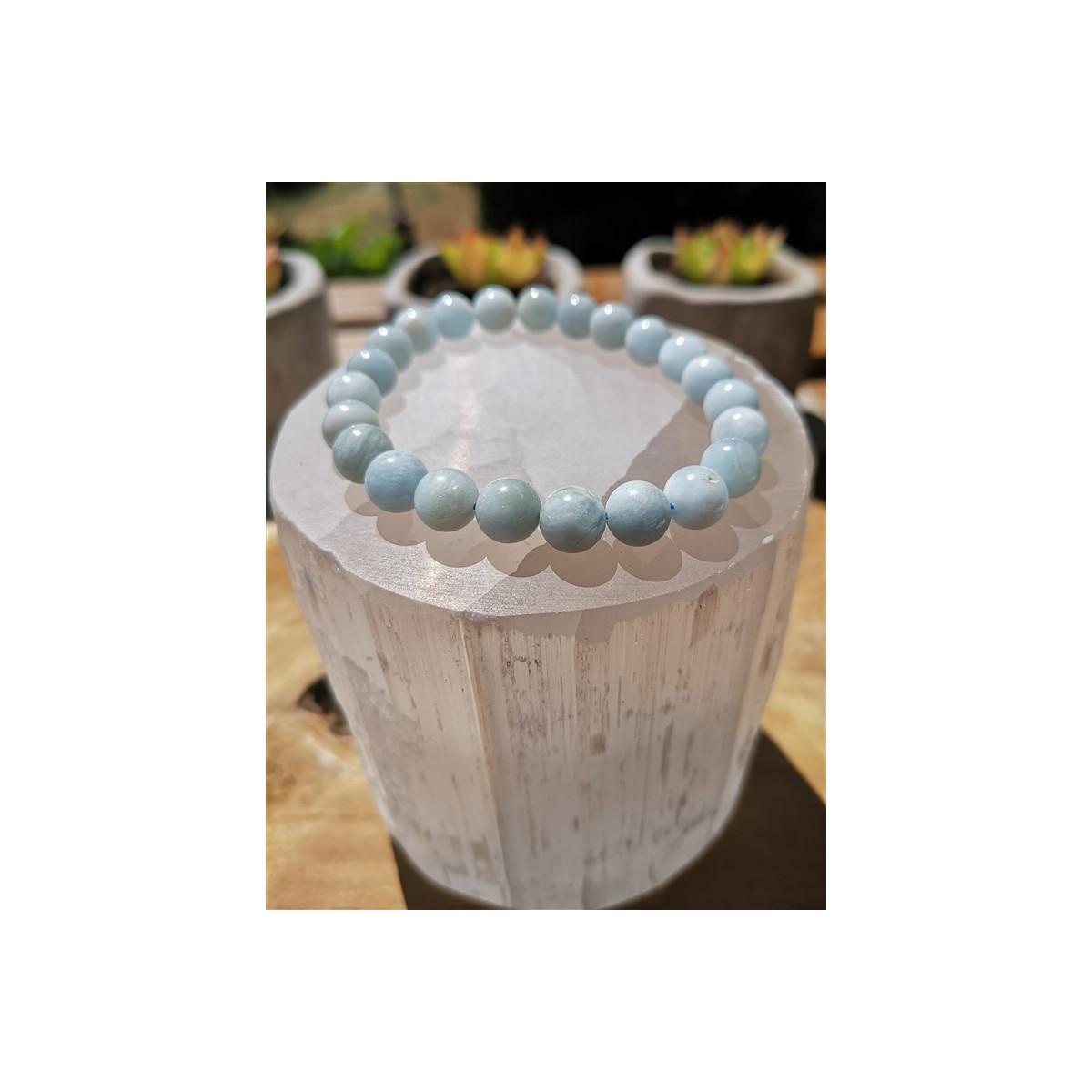 Bracelet aigue marine 7-8mm