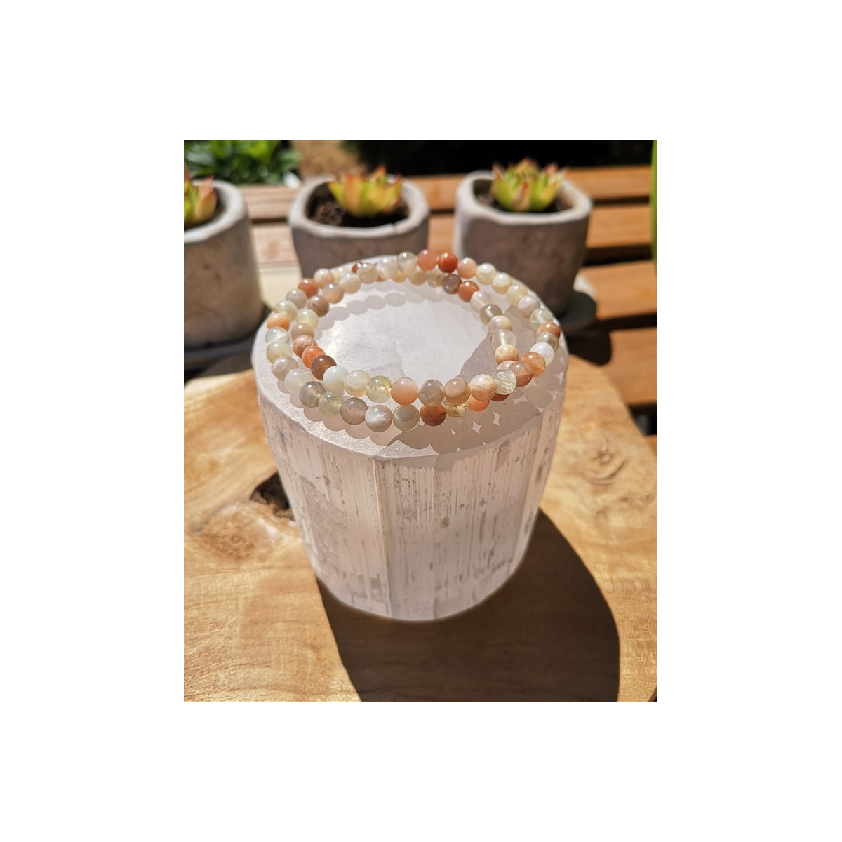 Bracelet pierre de lune 6mm